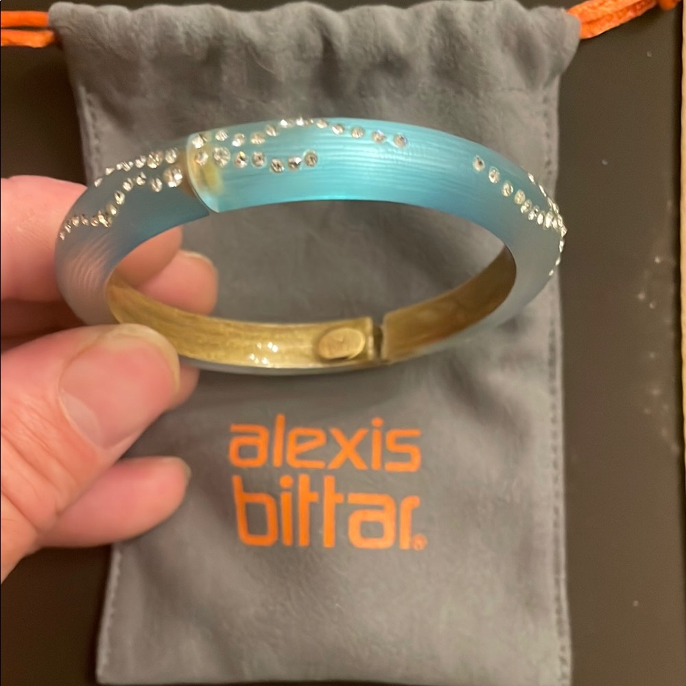 Alexis Bittar Sky Blue and Gold Crystal Bangle